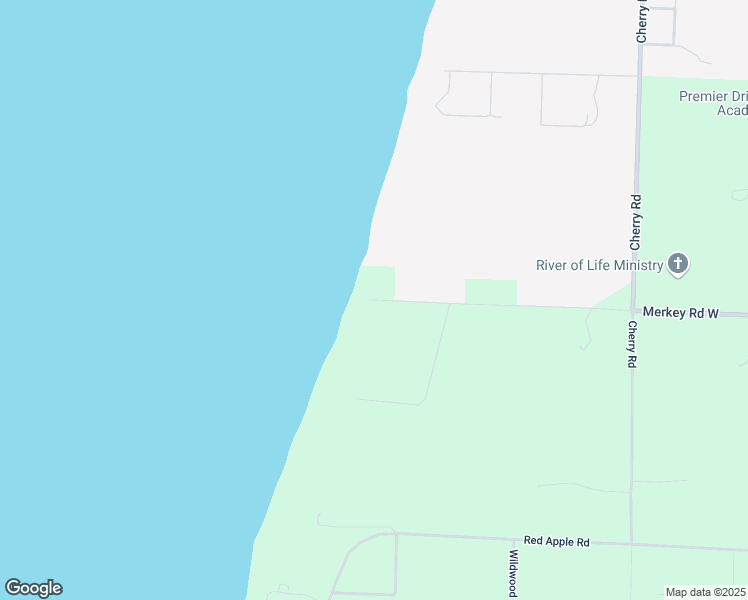 map of restaurants, bars, coffee shops, grocery stores, and more near 2264 Merkey Road West in Manistee