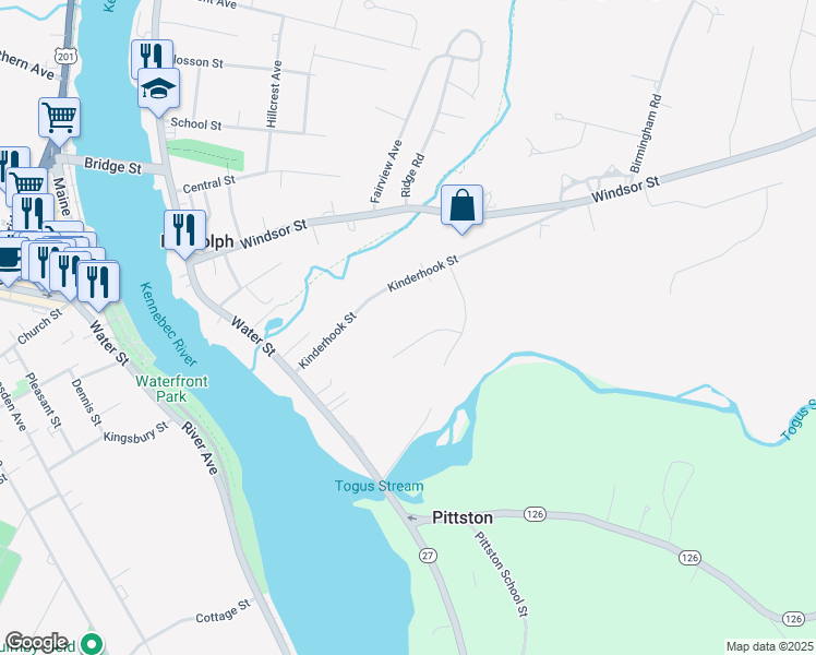 map of restaurants, bars, coffee shops, grocery stores, and more near 65 Kinderhook Street in Randolph