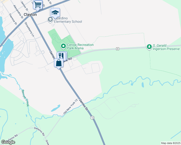 map of restaurants, bars, coffee shops, grocery stores, and more near 100 Joseph Lonsway Drive in Clayton