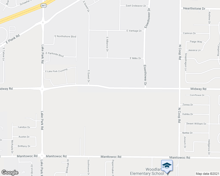 map of restaurants, bars, coffee shops, grocery stores, and more near Midway Road in Appleton