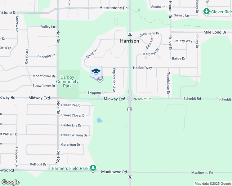 map of restaurants, bars, coffee shops, grocery stores, and more near 5731 Skippers Lane in Appleton