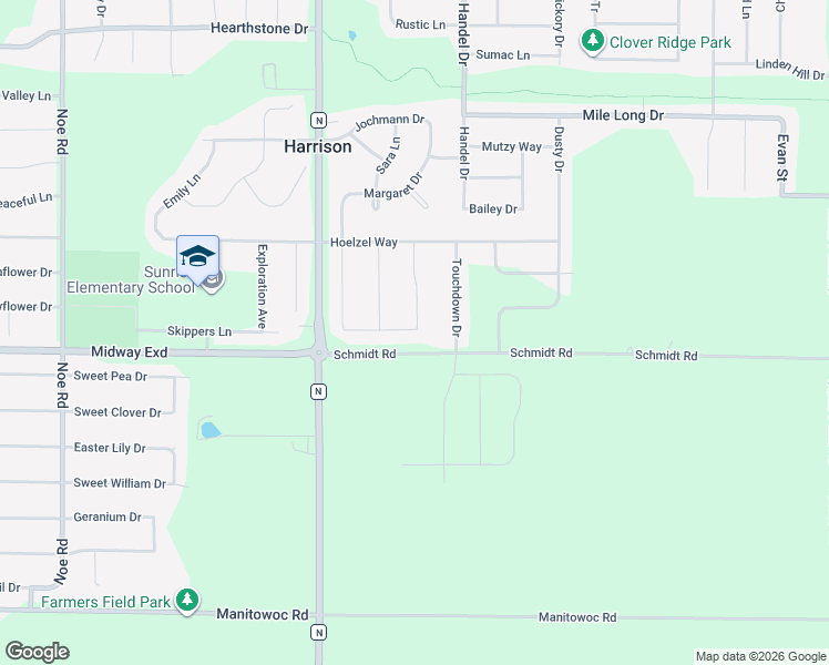 map of restaurants, bars, coffee shops, grocery stores, and more near W5621 Jones Way in Appleton