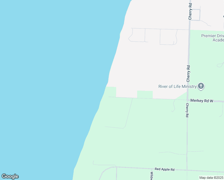 map of restaurants, bars, coffee shops, grocery stores, and more near 2264 Merkey Road West in Manistee