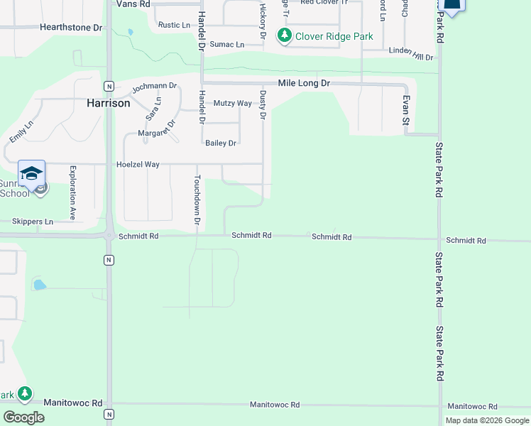 map of restaurants, bars, coffee shops, grocery stores, and more near W5506 Schmidt Road in Appleton