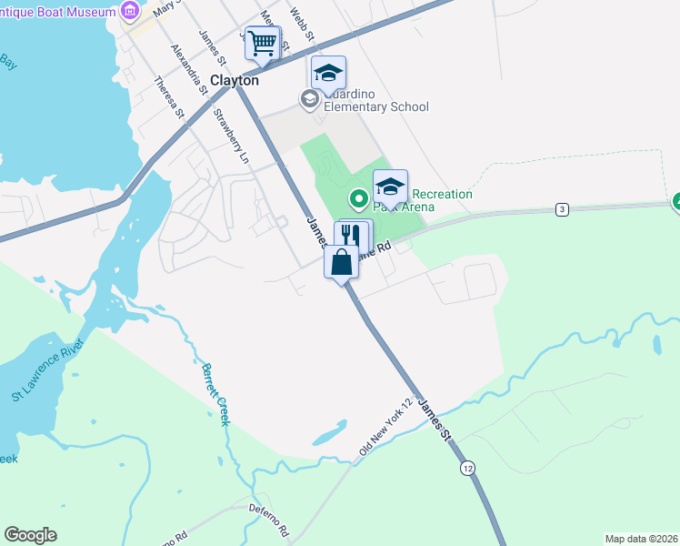 map of restaurants, bars, coffee shops, grocery stores, and more near 914 James Street in Clayton