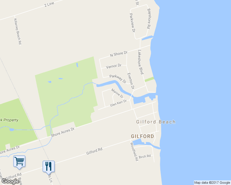 map of restaurants, bars, coffee shops, grocery stores, and more near 37 Birchlea Dr in Innisfil