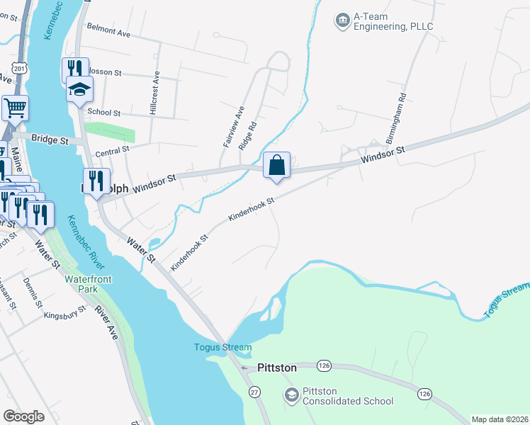 map of restaurants, bars, coffee shops, grocery stores, and more near 76 Kinderhook Street in Randolph