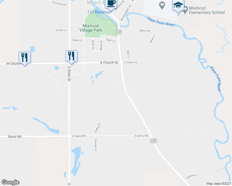 map of restaurants, bars, coffee shops, grocery stores, and more near 701 South Main Street in Mishicot