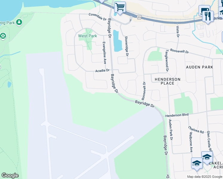 map of restaurants, bars, coffee shops, grocery stores, and more near 560 Barnsley Crescent in Kingston