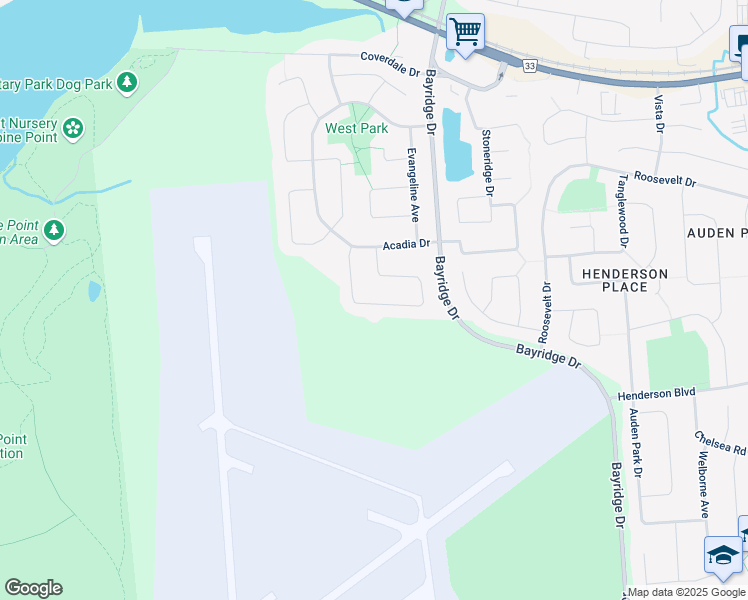 map of restaurants, bars, coffee shops, grocery stores, and more near 605 Barnsley Crescent in Kingston
