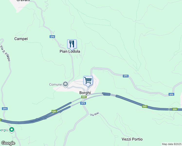 map of restaurants, bars, coffee shops, grocery stores, and more near 16-17 Via Fusasche in Province of Savona