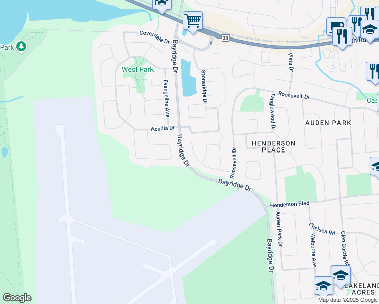 map of restaurants, bars, coffee shops, grocery stores, and more near 560 Barnsley Crescent in Kingston