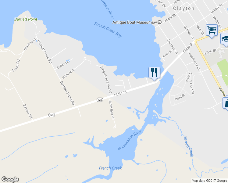 map of restaurants, bars, coffee shops, grocery stores, and more near 1290 State Street in Clayton