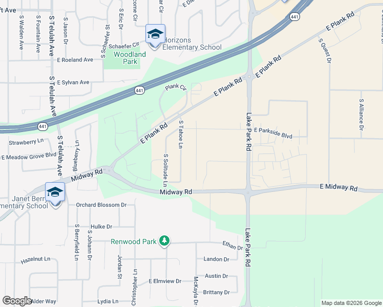 map of restaurants, bars, coffee shops, grocery stores, and more near 3300 South Tahoe Lane in Appleton