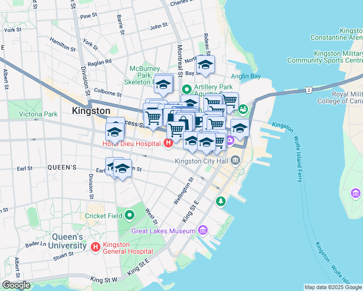 map of restaurants, bars, coffee shops, grocery stores, and more near in Kingston