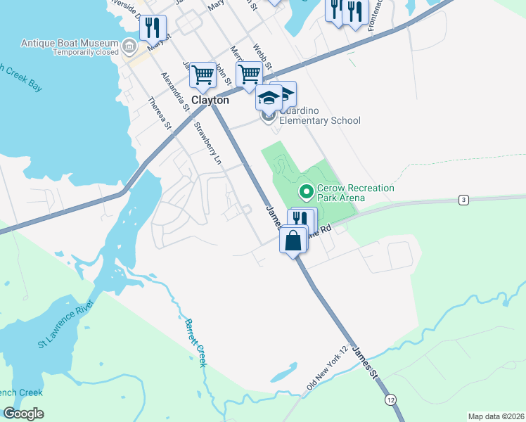map of restaurants, bars, coffee shops, grocery stores, and more near 862 James Street in Clayton