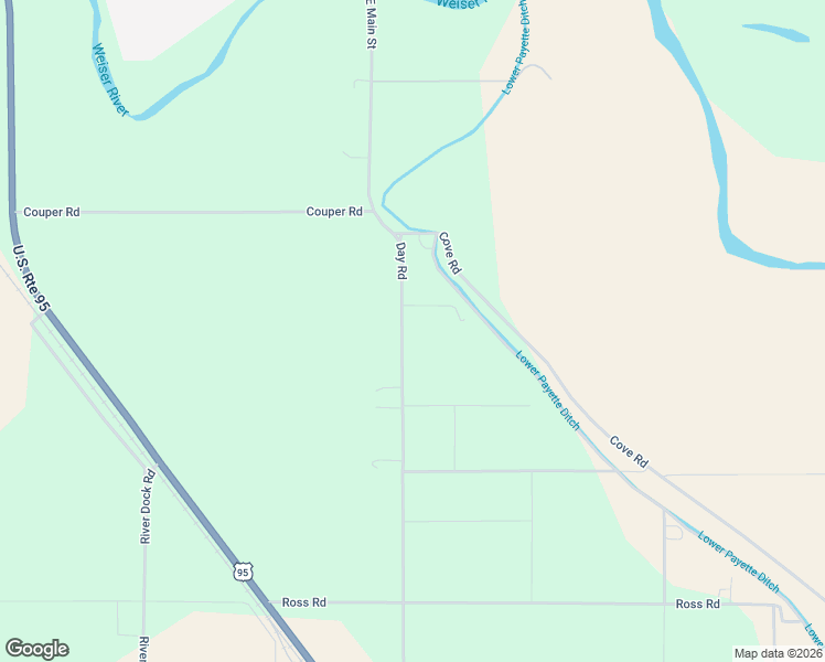 map of restaurants, bars, coffee shops, grocery stores, and more near 554 Day Road in Weiser
