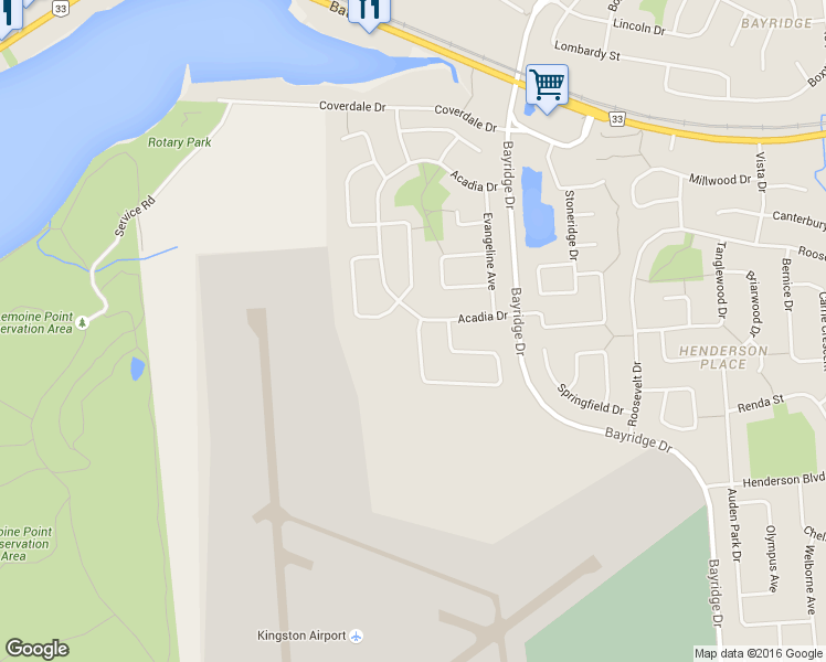 map of restaurants, bars, coffee shops, grocery stores, and more near 662 Barnsley Crescent in Kingston
