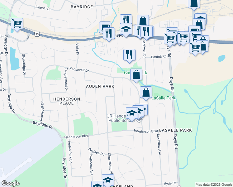 map of restaurants, bars, coffee shops, grocery stores, and more near in Kingston