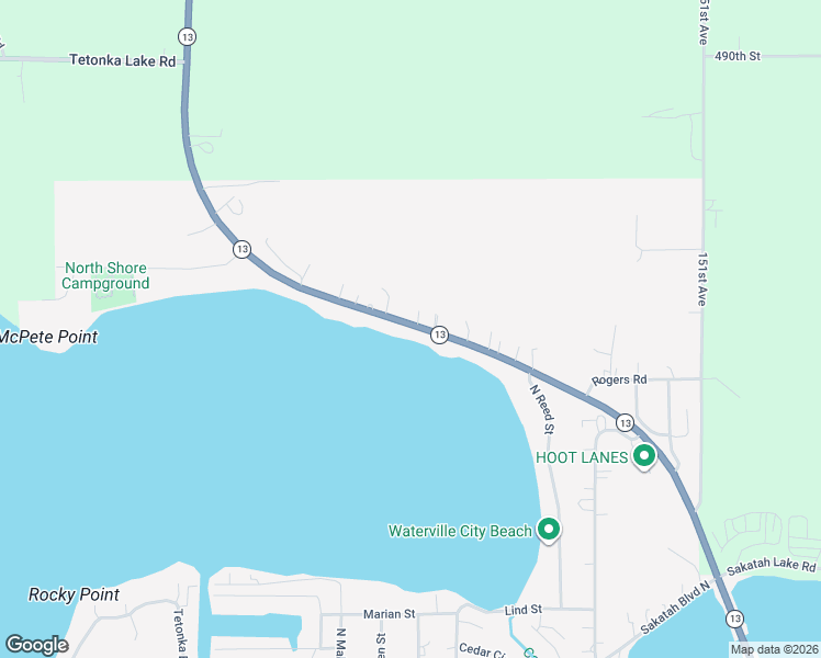 map of restaurants, bars, coffee shops, grocery stores, and more near 1200-1490 Highway 13 in Waterville