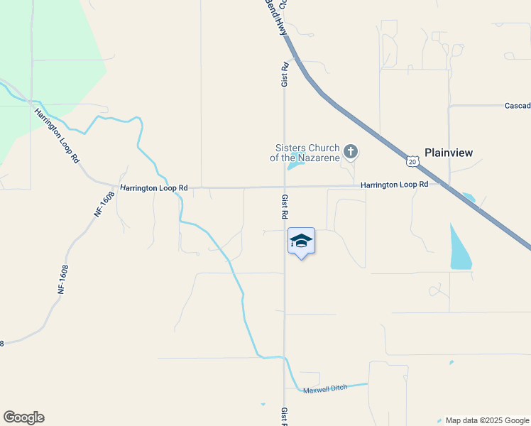 map of restaurants, bars, coffee shops, grocery stores, and more near 67185 Gist Road in Bend