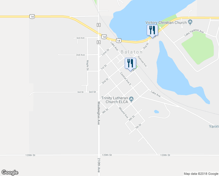 map of restaurants, bars, coffee shops, grocery stores, and more near 330 3rd Street in Balaton
