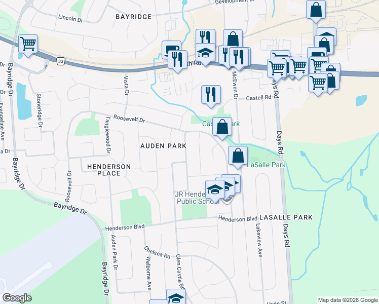 map of restaurants, bars, coffee shops, grocery stores, and more near in Kingston