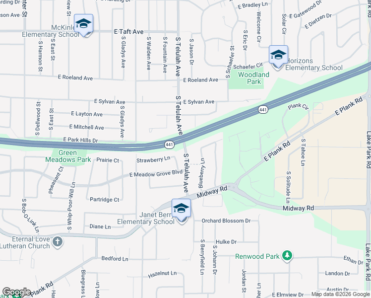 map of restaurants, bars, coffee shops, grocery stores, and more near 3316 South Telulah Avenue in Appleton