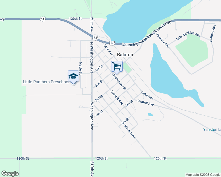 map of restaurants, bars, coffee shops, grocery stores, and more near 330 3rd Street in Balaton