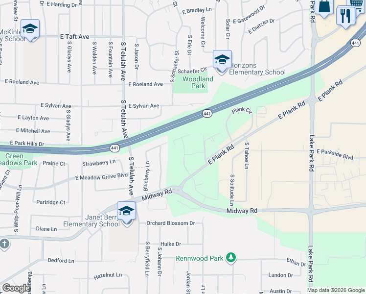 map of restaurants, bars, coffee shops, grocery stores, and more near Highway 441 in Appleton