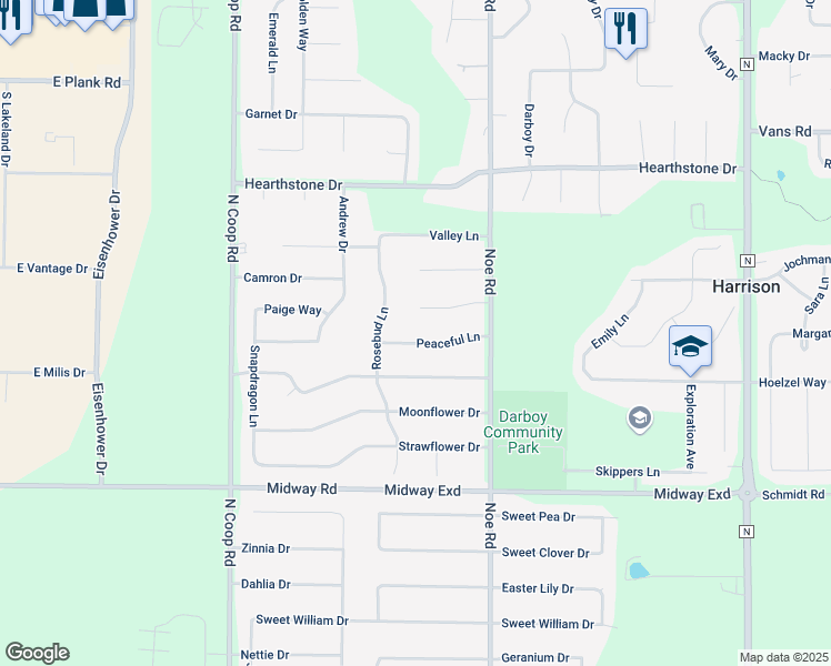 map of restaurants, bars, coffee shops, grocery stores, and more near N9438 Rosebud Lane in Appleton