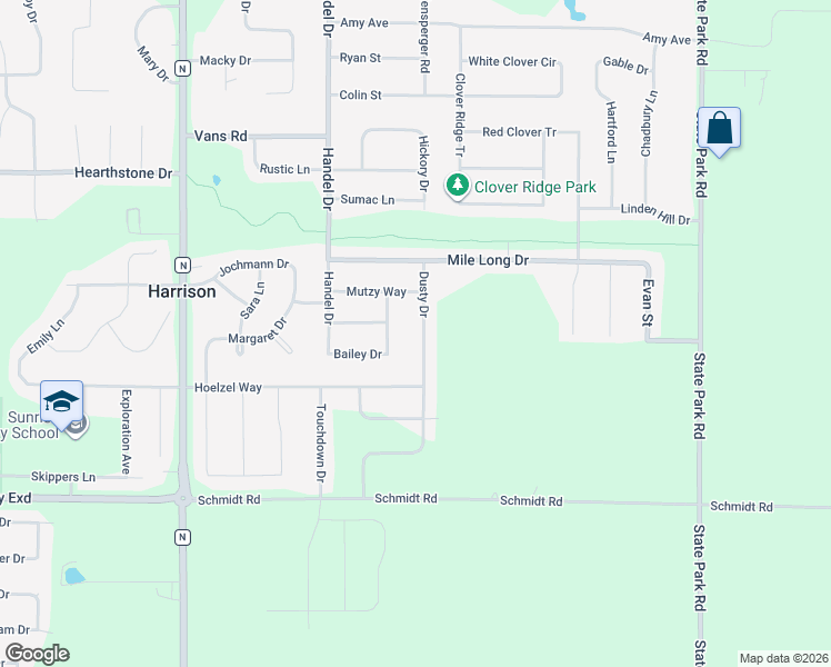 map of restaurants, bars, coffee shops, grocery stores, and more near 9427 Dusty Drive in Appleton