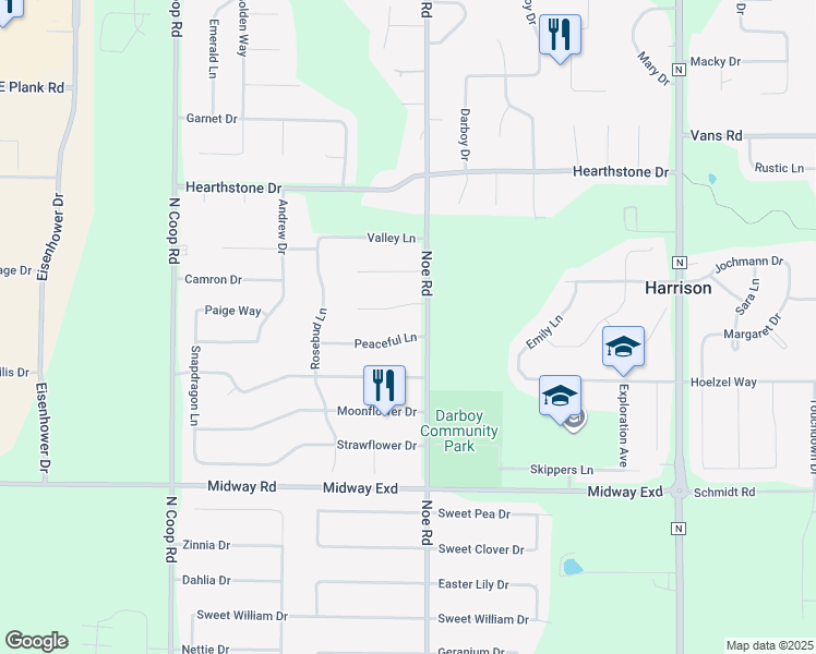 map of restaurants, bars, coffee shops, grocery stores, and more near W5907 Daisy Court in Appleton