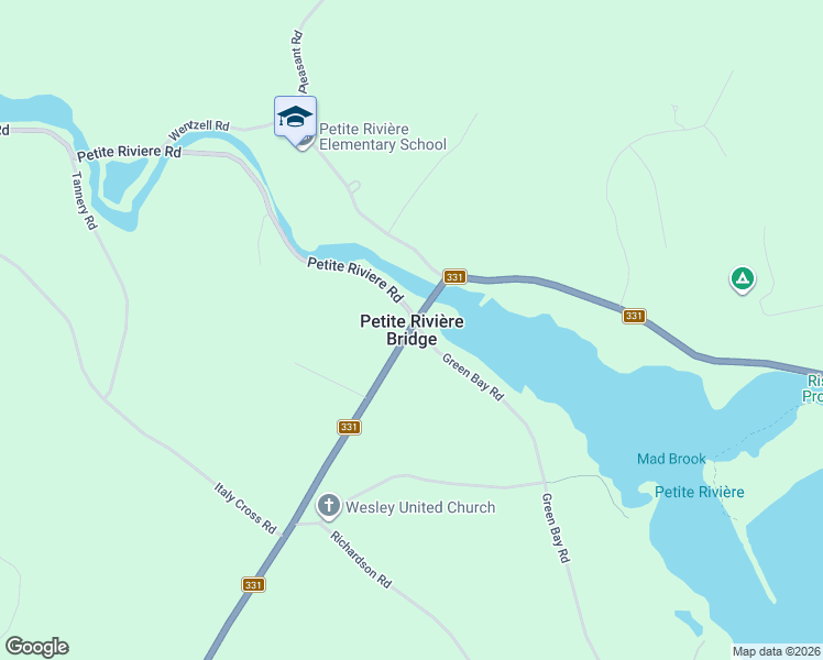 map of restaurants, bars, coffee shops, grocery stores, and more near in Petite Rivière Bridge