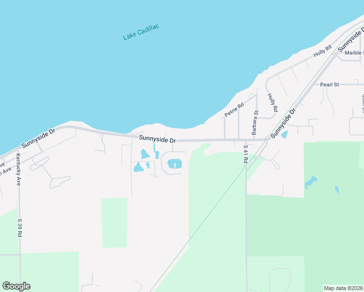 map of restaurants, bars, coffee shops, grocery stores, and more near 1023-1065 Sunnyside Drive in Cadillac