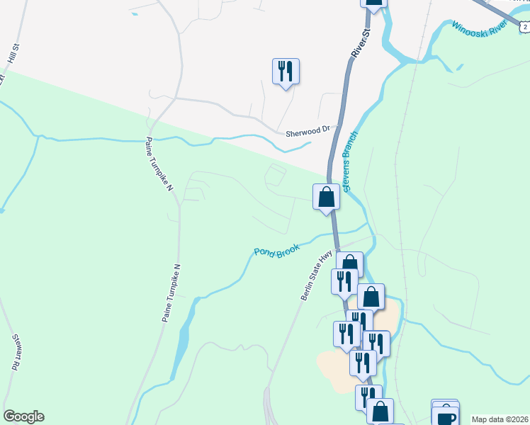 map of restaurants, bars, coffee shops, grocery stores, and more near 77 Addison Drive in Berlin