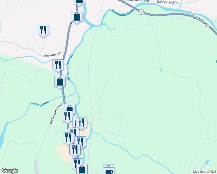 map of restaurants, bars, coffee shops, grocery stores, and more near 114 Point Ridge Road in Barre