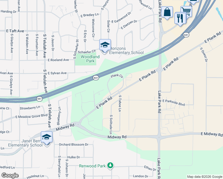 map of restaurants, bars, coffee shops, grocery stores, and more near 2300 Plank Circle in Appleton