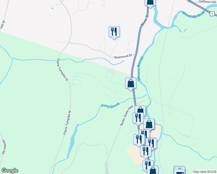 map of restaurants, bars, coffee shops, grocery stores, and more near 77 Addison Drive in Berlin