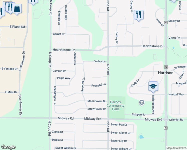 map of restaurants, bars, coffee shops, grocery stores, and more near W5937 Daisy Court in Appleton