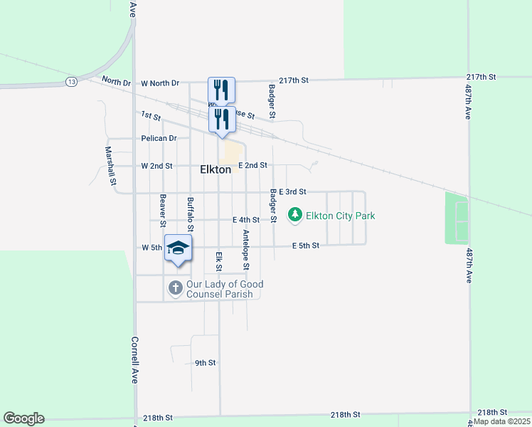 map of restaurants, bars, coffee shops, grocery stores, and more near 200-202 East 4th Street in Elkton