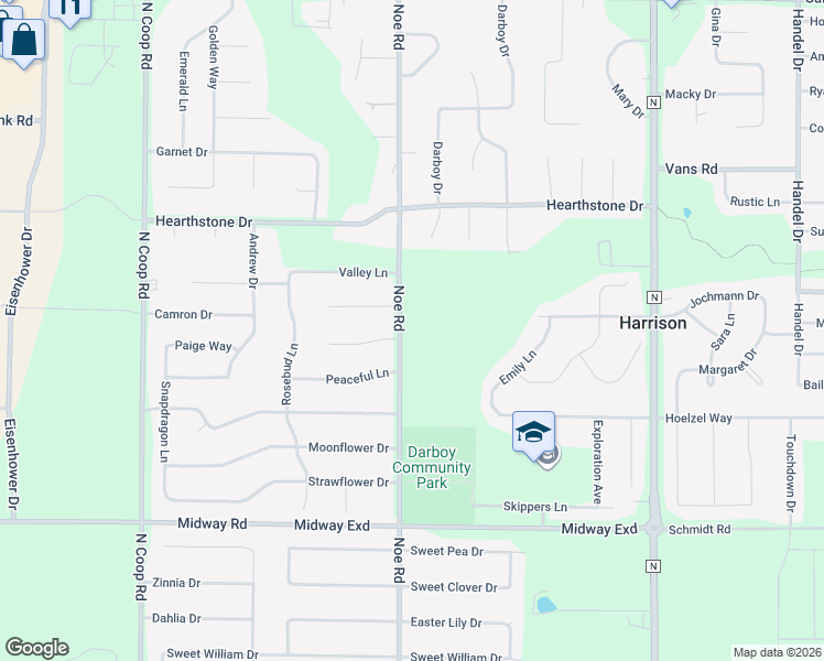 map of restaurants, bars, coffee shops, grocery stores, and more near N9452 Noe Road in Appleton