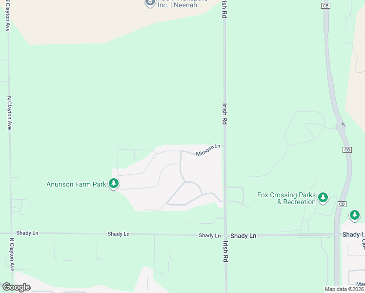 map of restaurants, bars, coffee shops, grocery stores, and more near 1932 Mimosa Lane in Neenah