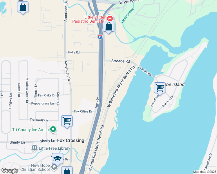 map of restaurants, bars, coffee shops, grocery stores, and more near 2235 Northern Road in Appleton