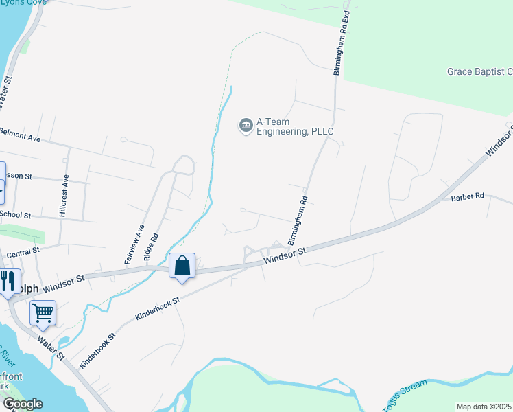 map of restaurants, bars, coffee shops, grocery stores, and more near 27 Brookview Drive in Randolph