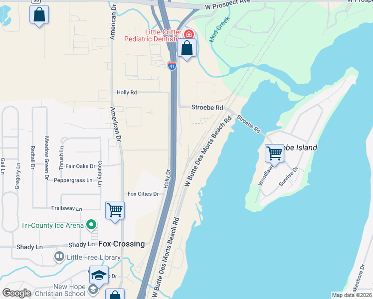 map of restaurants, bars, coffee shops, grocery stores, and more near 2235 Northern Road in Appleton