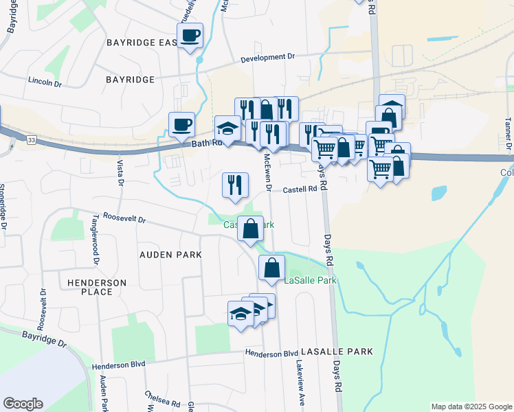 map of restaurants, bars, coffee shops, grocery stores, and more near in Kingston