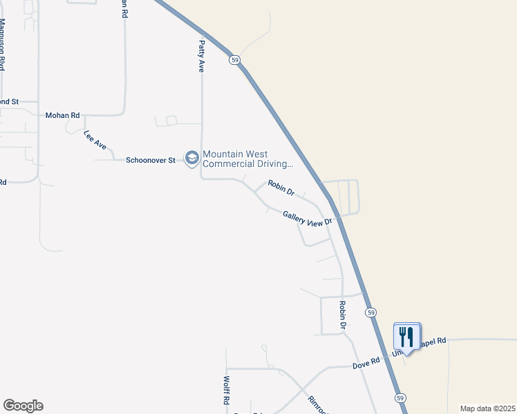 map of restaurants, bars, coffee shops, grocery stores, and more near 2376-2398 Gallery View Drive in Gillette
