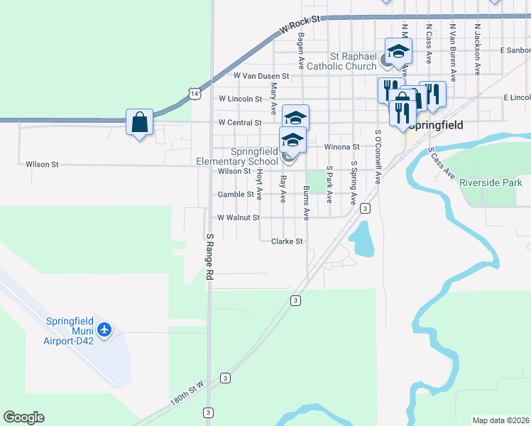 map of restaurants, bars, coffee shops, grocery stores, and more near 321 Hoyt Avenue in Springfield