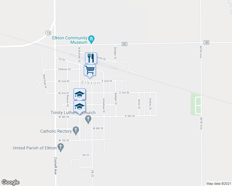 map of restaurants, bars, coffee shops, grocery stores, and more near 220 East 3rd Street in Elkton